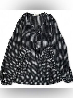 dalia black & white polka dot shirt with balloon sleeves